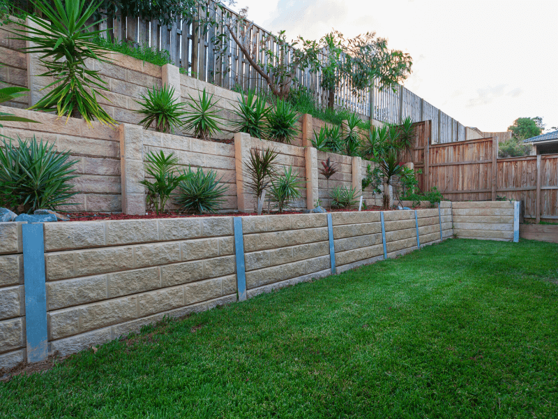 Brick Retaining Wall with Garden